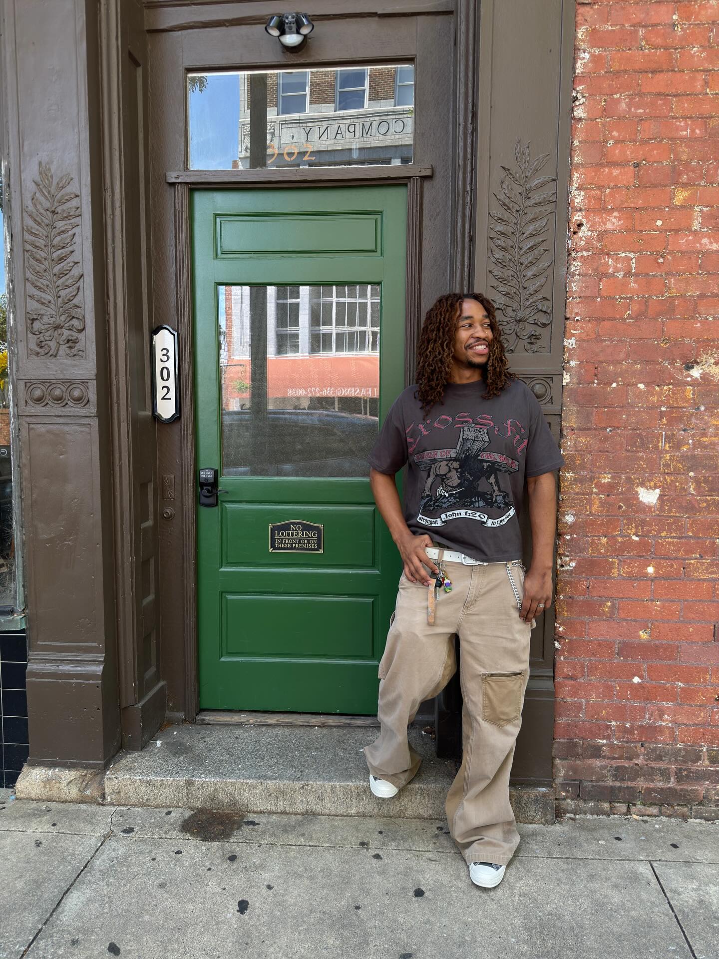 Graphic Tee with Oversized Cargo Pants